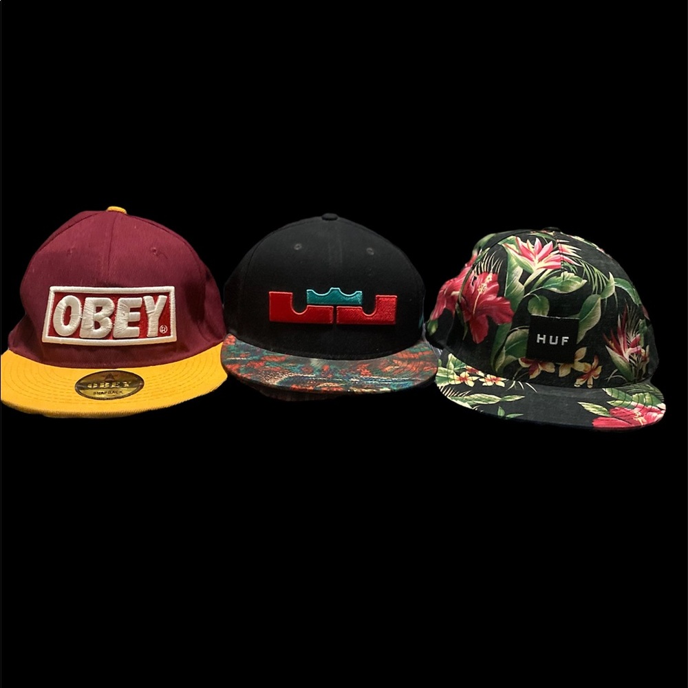 Lot Of 3 Hats - Nike Lebron, Obey, Huf
